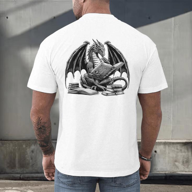 Dragon Reading Book Bookworm Books Dragon Learning Men's Back Print T-Shirt