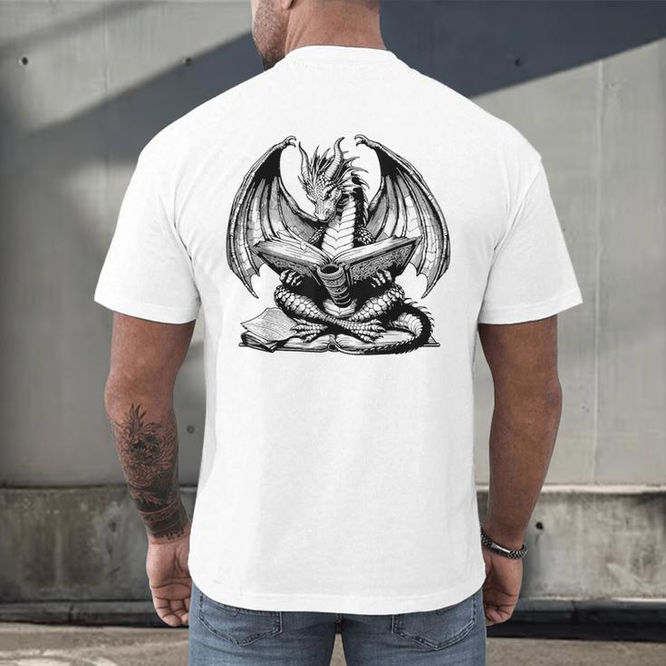 Dragon Reading Book Bookworm Books Dragon Lover Learning Men's Back Print T-Shirt
