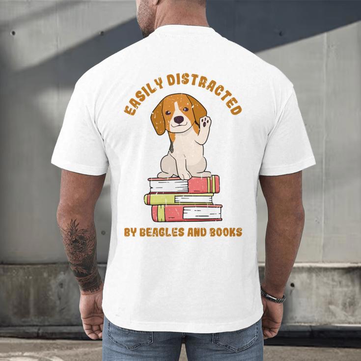 Easily Distracted By Beagles And Books Beagle Dog Men's Back Print T-Shirt