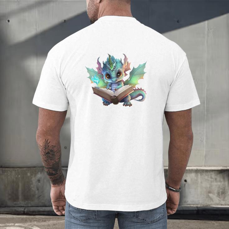 Easily Distracted By Dragon And Books Introvert Shirt Men's Back Print T-Shirt