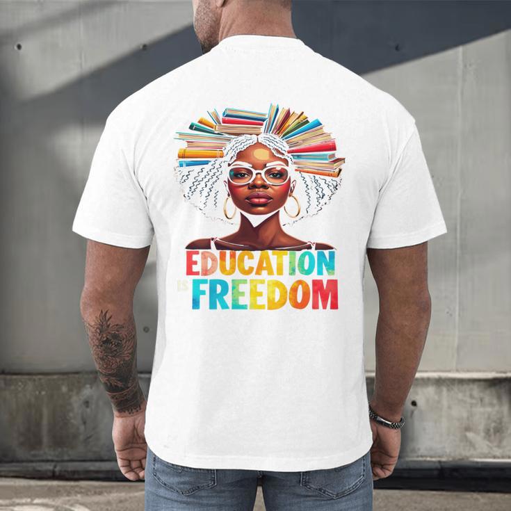 Education Is Freedom Afro Books Men's Back Print T-Shirt Education Is Freedom Afro Books Men's Back Print T-Shirt
