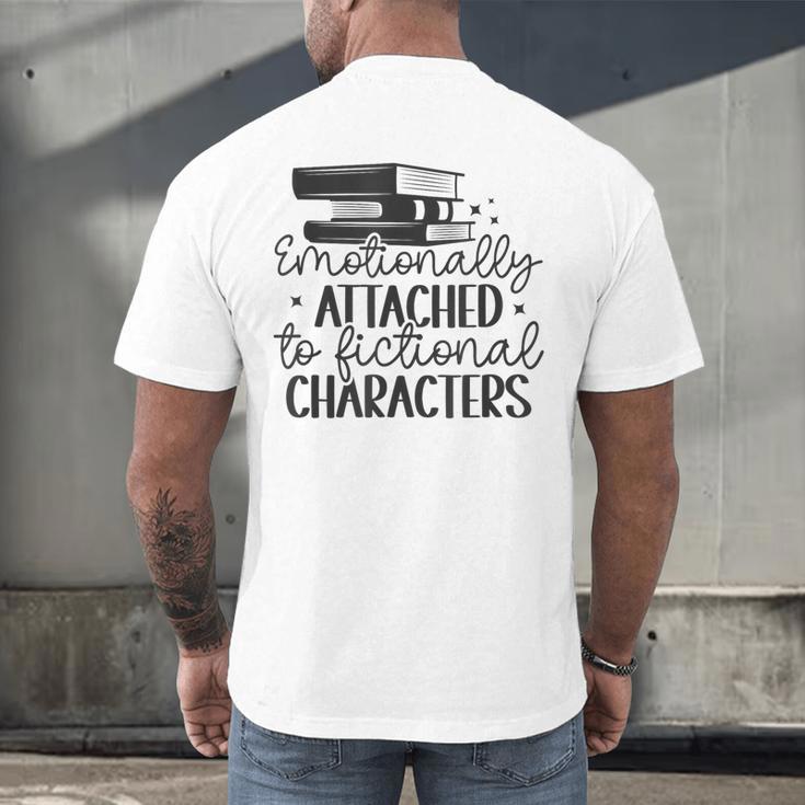 Emotionally Attached To Fictional Characters Banned Books Men's Back Print T-Shirt