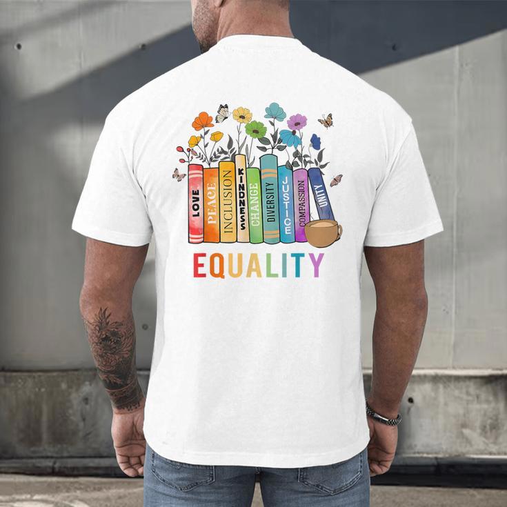 Equal Rights Book Flower Equality Peace Love Kindness Book Men's Back Print T-Shirt