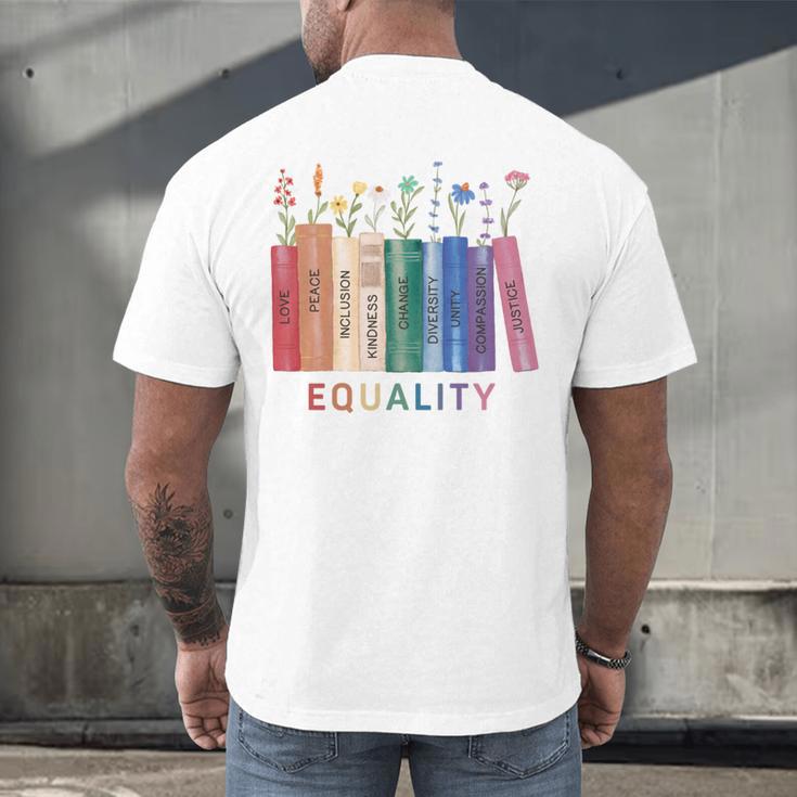 Equality Flower Books Equal Rights Social Justice Feminist Men's Back Print T-Shirt