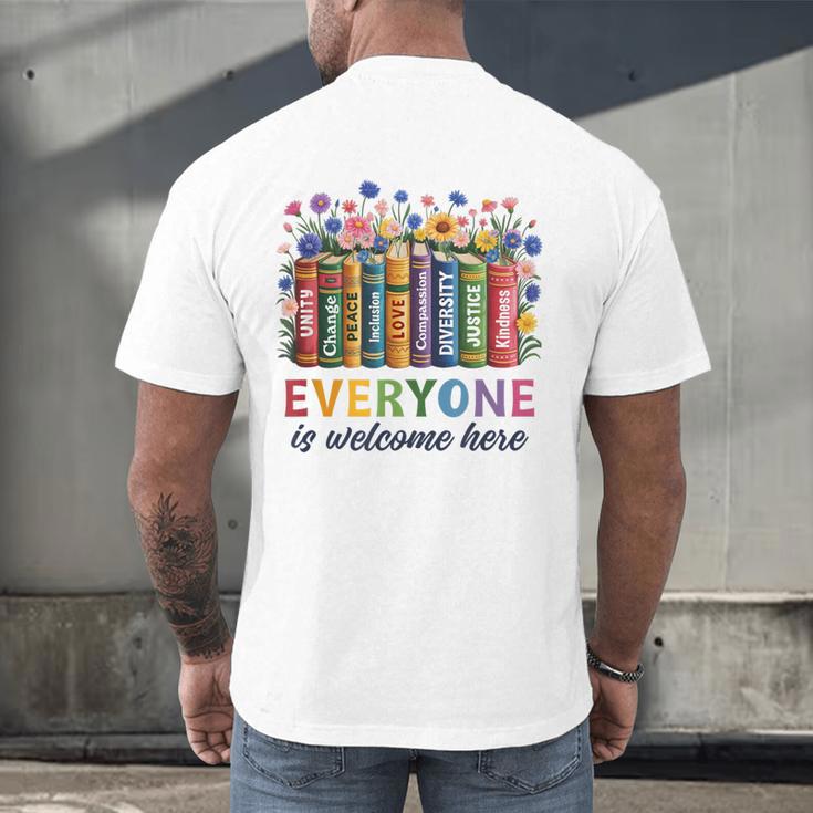 Everyone Is Welcome Here Floral Book LGBT Pride Equality Men's Back Print T-Shirt Everyone Is Welcome Here Floral Book LGBT Pride Equality Men's Back Print T-Shirt