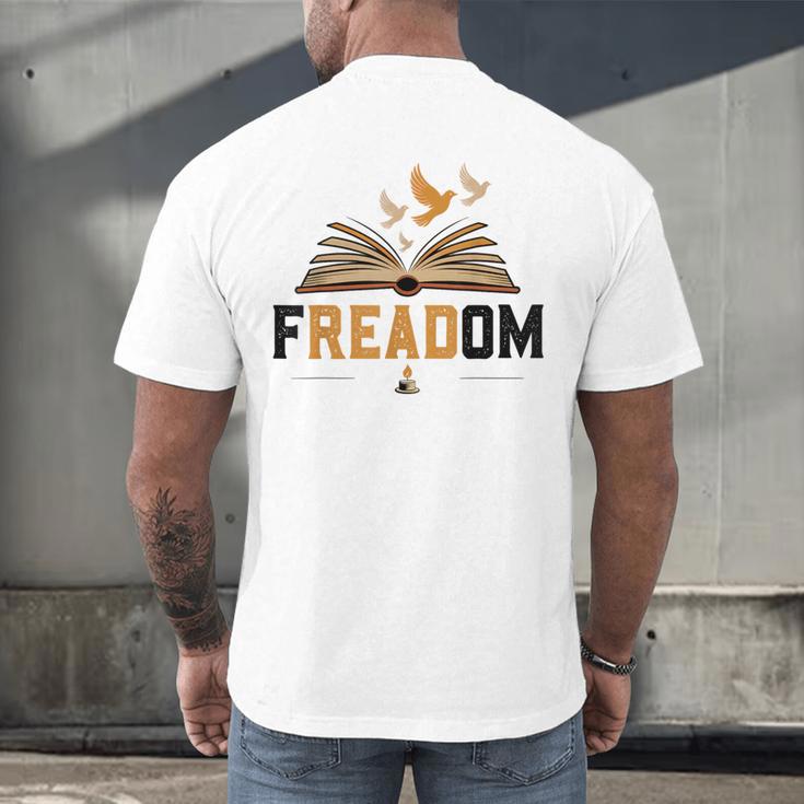 Freadom Anti Banned Books Lovers Reading Librarian Bookworm Men's Back Print T-Shirt