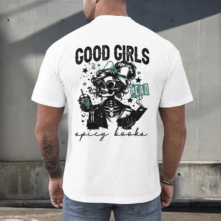 Good Girls Read Spicy Skeleton Book Club Men's Back Print T-Shirt