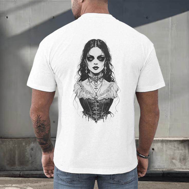 Gothic Goth Girl Woman Movie Book Art Men's Back Print T-Shirt Gothic Goth Girl Woman Movie Book Art Men's Back Print T-Shirt