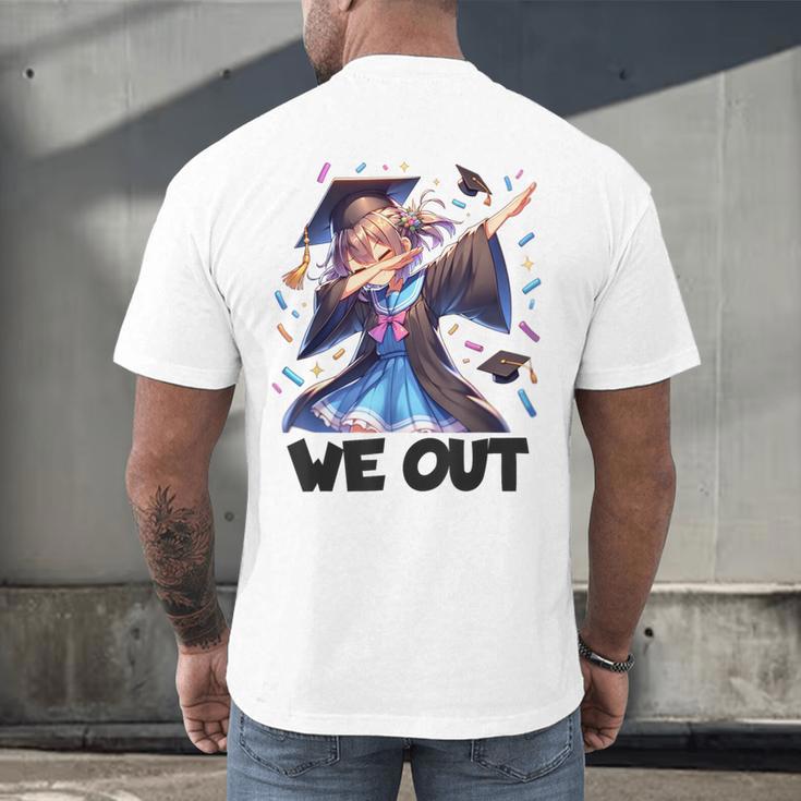 We Out Graduate Dabbing Anime Girl Grad Graduation Men's Back Print T-Shirt