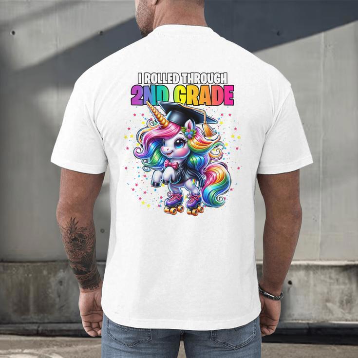 Graduation 2nd Grade Unicorn Roller Skate Girls Grad Men's Back Print T-Shirt