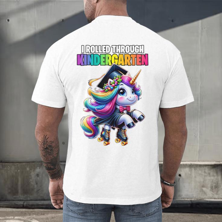 Graduation Kindergarten Unicorn Roller Skate Girls Grad Men's Back Print T-Shirt