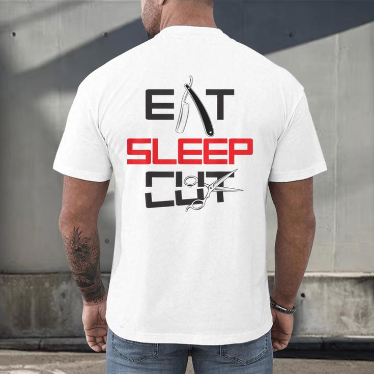 Haircutter Barber Eat Sleep Cut Barbering Graduation Men's Back Print T-Shirt