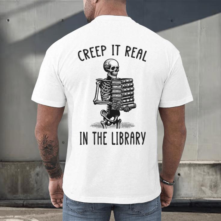 Halloween Skeleton Pun Book Lover Library Joke Men's Back Print T-Shirt