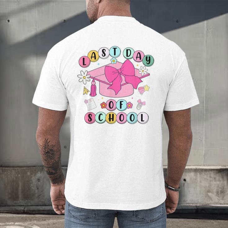 Happy Last Day Of School Coquette Bow Graduation Girls Kids Men's Back Print T-Shirt