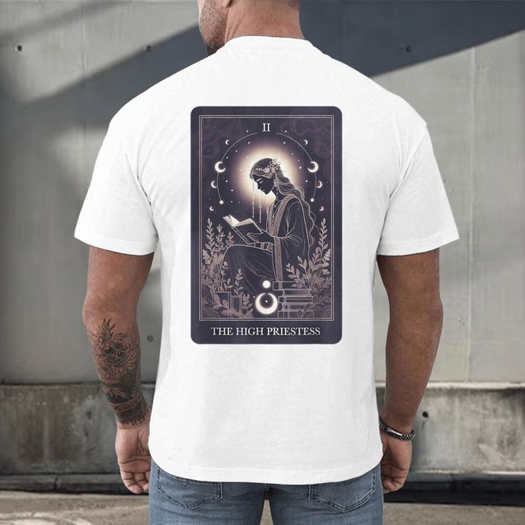 High Priestess Tarot Art Celestial Mystic Book Lover Men's Back Print T-Shirt High Priestess Tarot Art Celestial Mystic Book Lover Men's Back Print T-Shirt