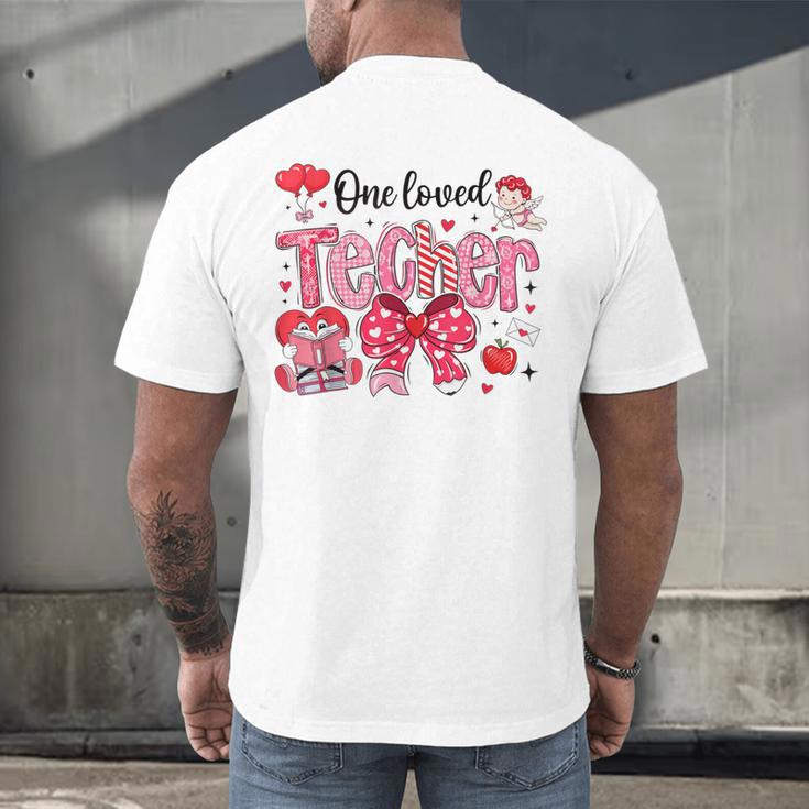 HUGvyn One Loved Teacher Valentine Book Heart Reading Bow Men's Back Print T-Shirt
