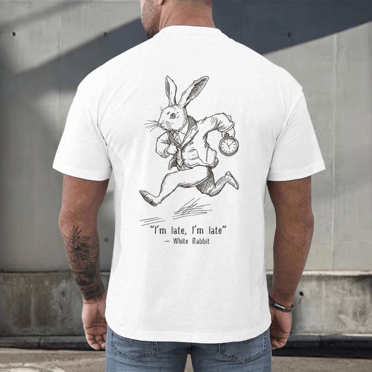 I'm Late I'm Late Rabbit From Alice Wonderland Book Men's Back Print T-Shirt