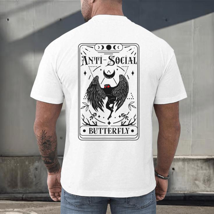 Introvert Apparel Emporium Mothman Tarot Card Antisocial Butterfly Cryptozoologist -Adults Grey Men's Back Print T-Shirt
