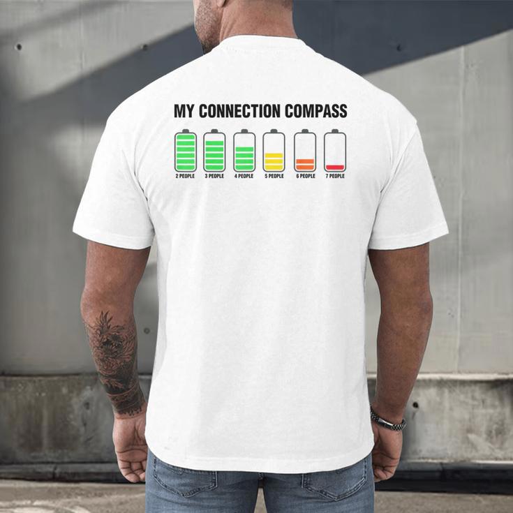 Introvert Low Battery My Connection Compass Men's Back Print T-Shirt Introvert Low Battery My Connection Compass Men's Back Print T-Shirt