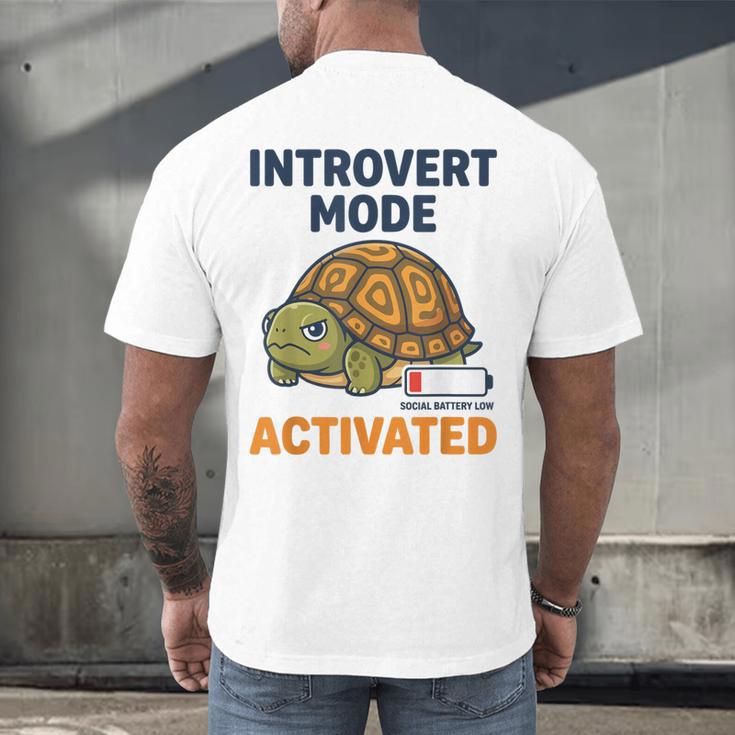 Introvert Mode Activated Low Social Battery Box Turtle Men's Back Print T-Shirt Introvert Mode Activated Low Social Battery Box Turtle Men's Back Print T-Shirt
