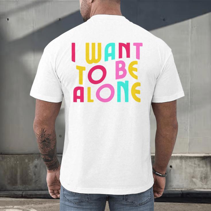 Introvert I Want To Be Alone Retro Wavy Men's Back Print T-Shirt Introvert I Want To Be Alone Retro Wavy Men's Back Print T-Shirt