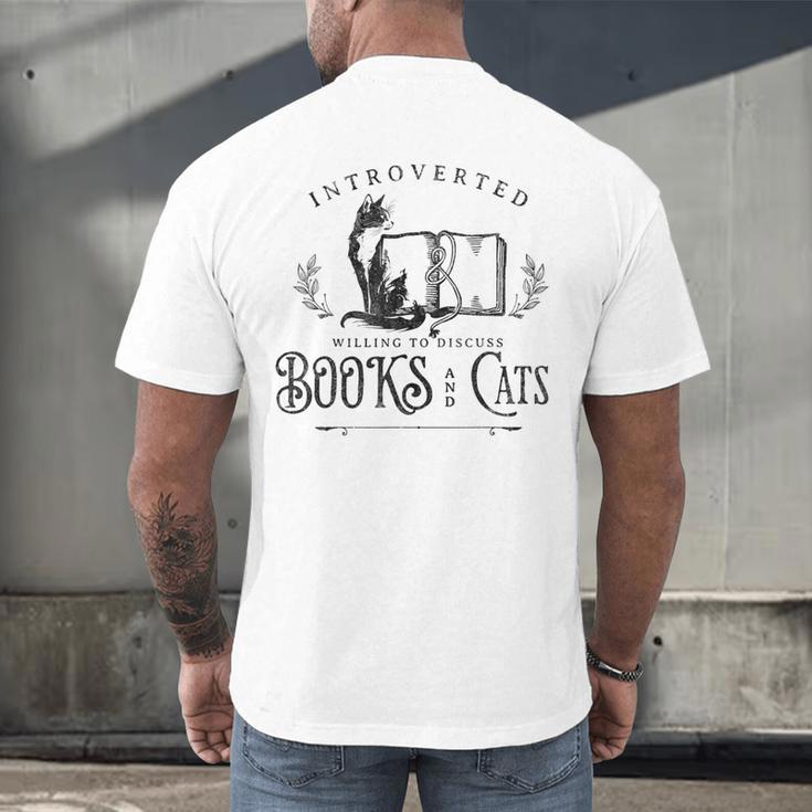 Introverted But Willing To Discuss Cats And Books Men's Back Print T-Shirt Introverted But Willing To Discuss Cats And Books Men's Back Print T-Shirt