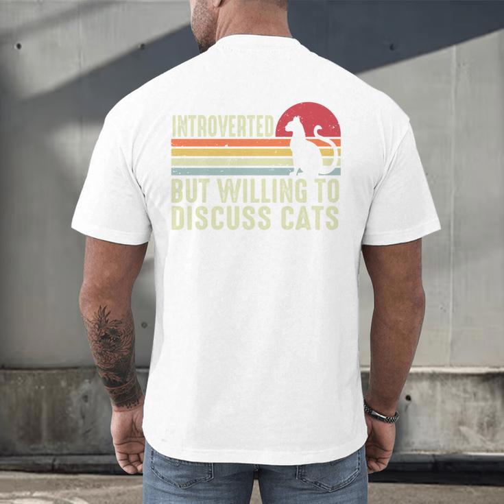 Introverted But Willing To Discuss Cats Kitten Pet Lover Men's Back Print T-Shirt Introverted But Willing To Discuss Cats Kitten Pet Lover Men's Back Print T-Shirt