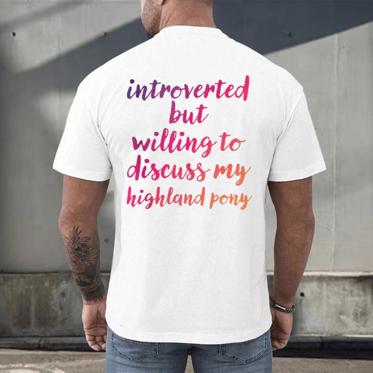 Introverted Willing To Discuss Highland Pony Introvert Men's Back Print T-Shirt Introverted Willing To Discuss Highland Pony Introvert Men's Back Print T-Shirt
