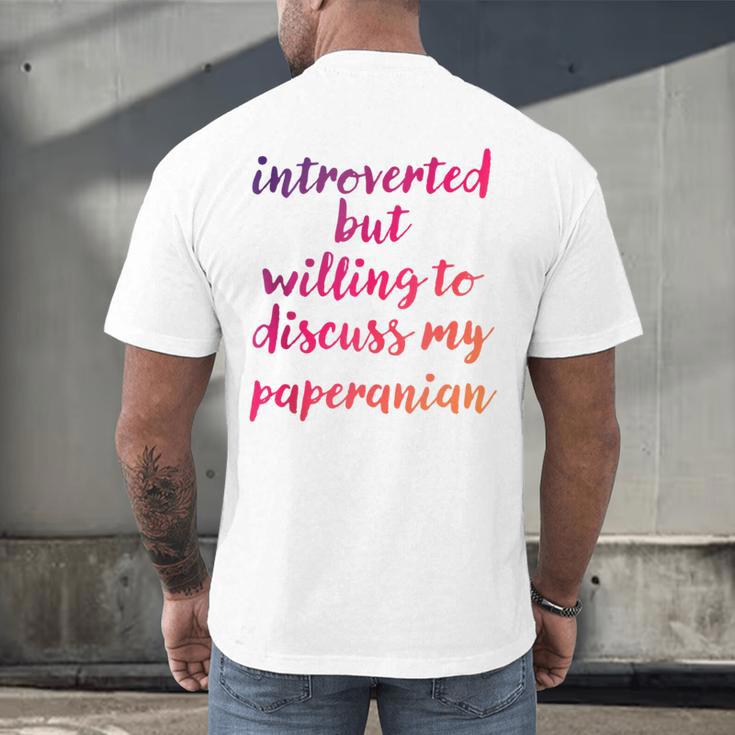 Introverted Willing To Discuss Paperanian Introvert Men's Back Print T-Shirt Introverted Willing To Discuss Paperanian Introvert Men's Back Print T-Shirt