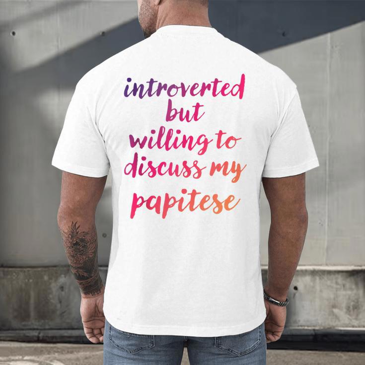 Introverted Willing To Discuss Papitese Introvert Men's Back Print T-Shirt Introverted Willing To Discuss Papitese Introvert Men's Back Print T-Shirt