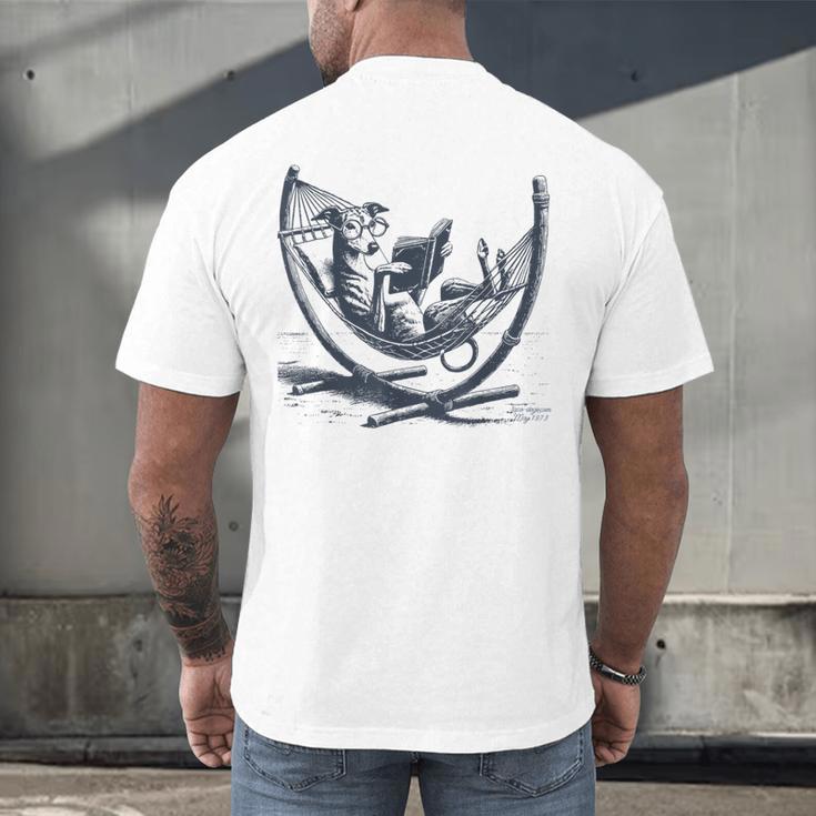 Italian Greyhound Whippet Dog Reading Book Hammock Iggy Mom Men's Back Print T-Shirt