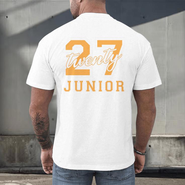 Junior Class 2027 Graduation Back To School Orange Letters Premium Tri-Blend Men's Back Print T-Shirt
