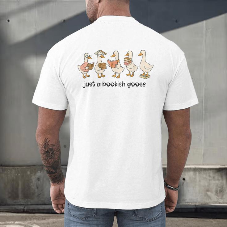 Just a Bookish Goose Cute Reading Geese For Book Fanatics Men's Back Print T-Shirt Just a Bookish Goose Cute Reading Geese For Book Fanatics Men's Back Print T-Shirt