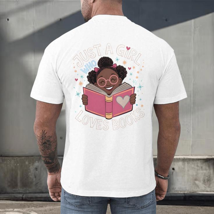 Just A Girl Who Loves Books Cute African American Afro Men's Back Print T-Shirt