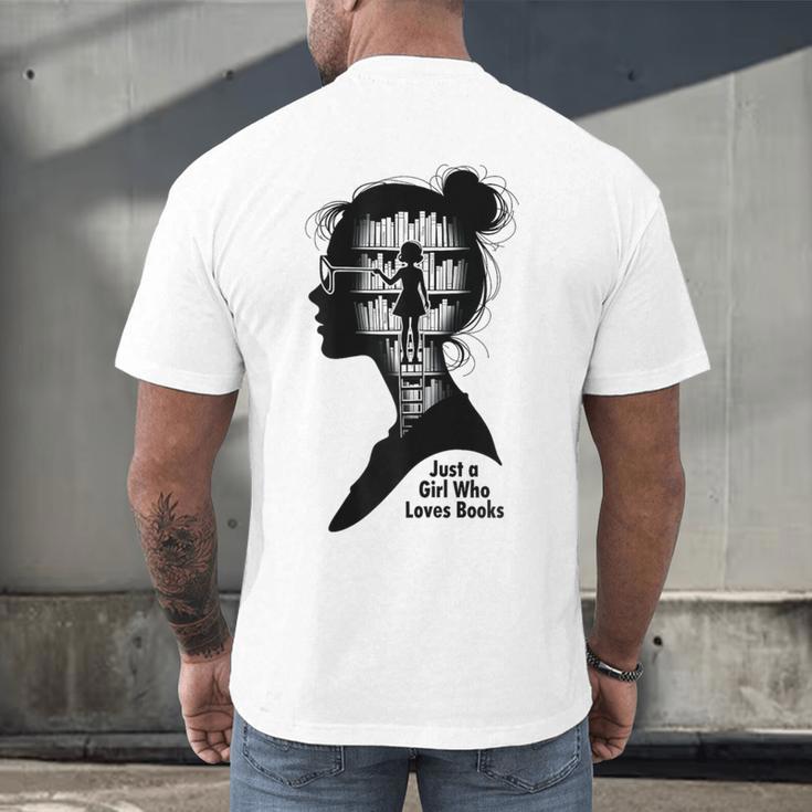 Just A Girl Who Loves Books Girls Books Lovers Men's Back Print T-Shirt