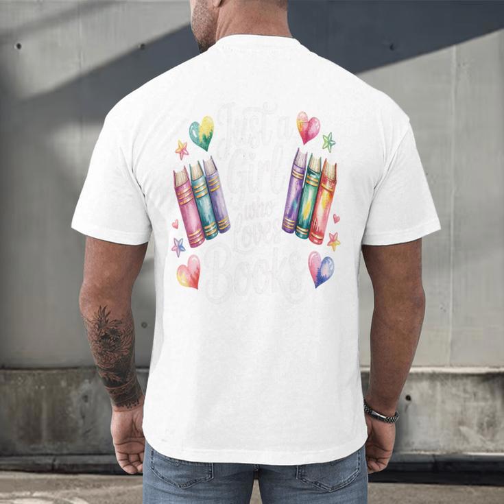 Just a Girl Who Loves Books Lover Reading Library Librarian Men's Back Print T-Shirt Just a Girl Who Loves Books Lover Reading Library Librarian Men's Back Print T-Shirt