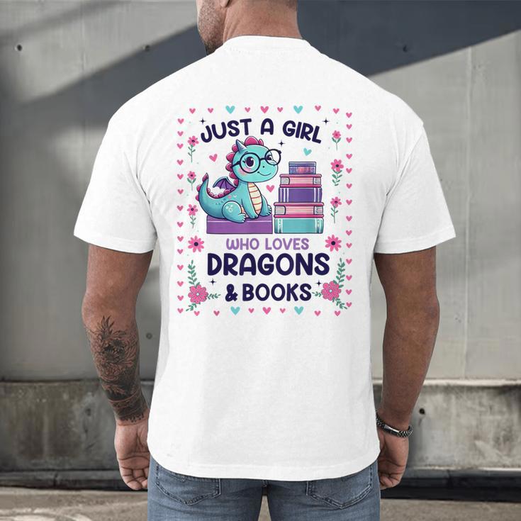 Just A Girl Who Loves Dragons And Books Lover Reading Book Men's Back Print T-Shirt Just A Girl Who Loves Dragons And Books Lover Reading Book Men's Back Print T-Shirt