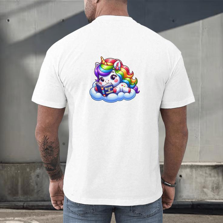 Just One More Chapter Bookish Book Unicorn Reading Book Men's Back Print T-Shirt