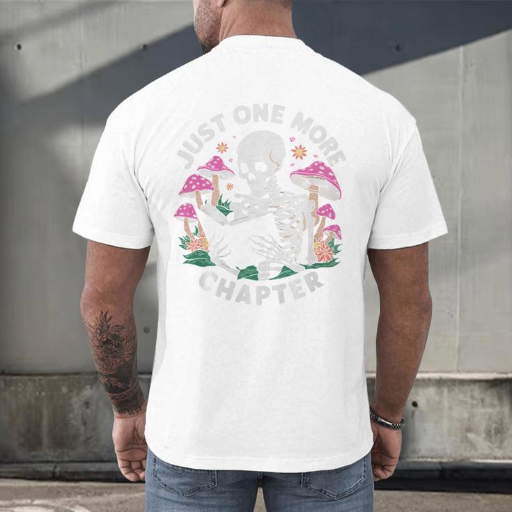 Just One More Chapter Mushrooms Gothic Skeleton Book Lover Premium Men's Back Print T-Shirt Just One More Chapter Mushrooms Gothic Skeleton Book Lover Premium Men's Back Print T-Shirt