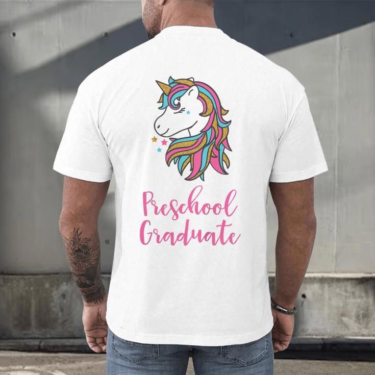 Kids Unicorn Preschool Graduation Men's Back Print T-Shirt