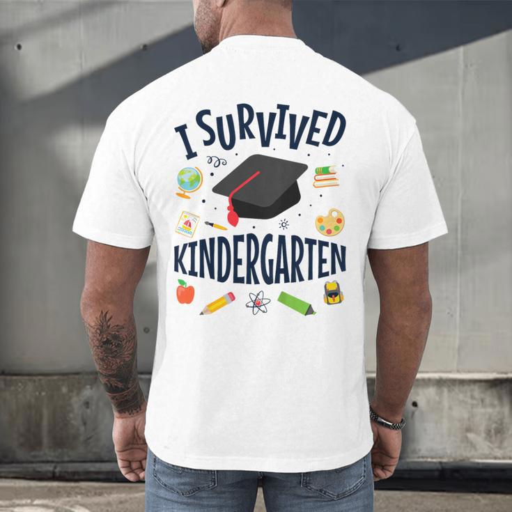 Kindergarten Graduation Shirt I Survived Kindergarten Men's Back Print T-Shirt