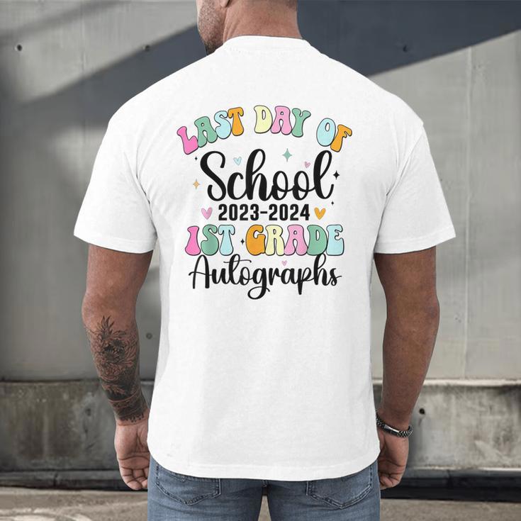 Last Day Autographs 1st Grade Graduation Boys Girls Groovy Men's Back Print T-Shirt