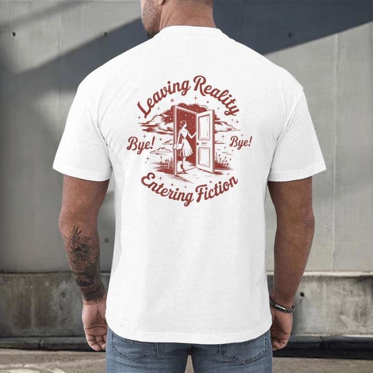 Leaving Reality Entering Fiction Book Lover Men's Back Print T-Shirt Leaving Reality Entering Fiction Book Lover Men's Back Print T-Shirt