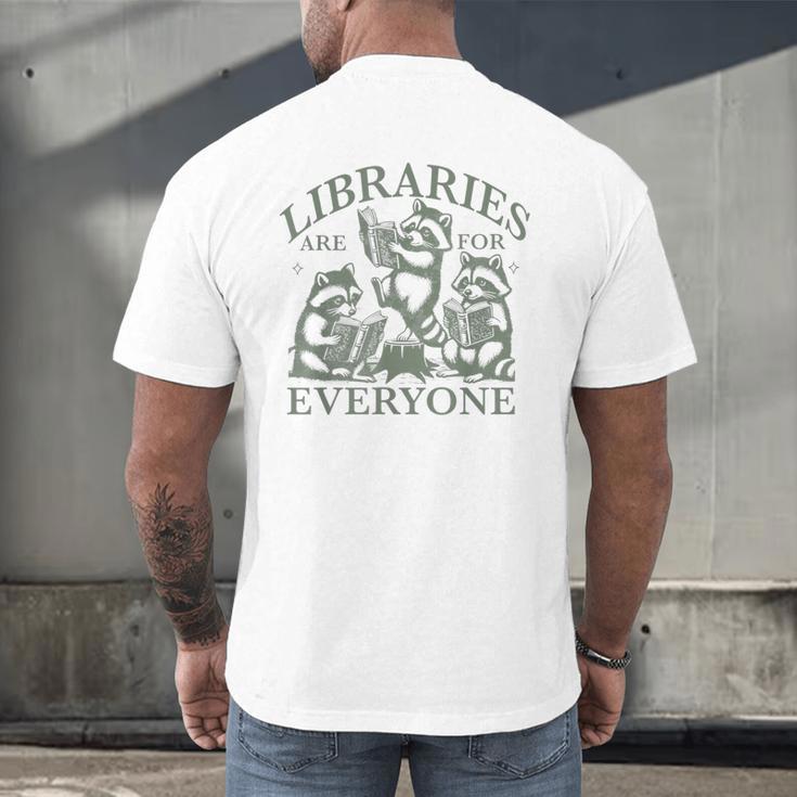 Libraries Are For Everyone Racoon Read Banned Book Librarian Men's Back Print T-Shirt