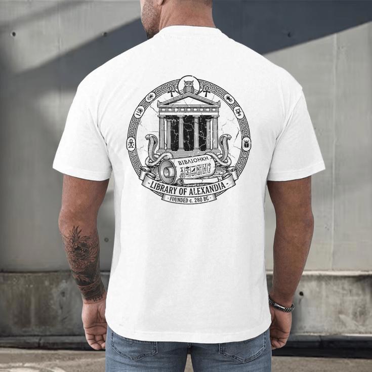 Library Of Alexandria Ancient Book Lover Librarian Books Men's Back Print T-Shirt Library Of Alexandria Ancient Book Lover Librarian Books Men's Back Print T-Shirt