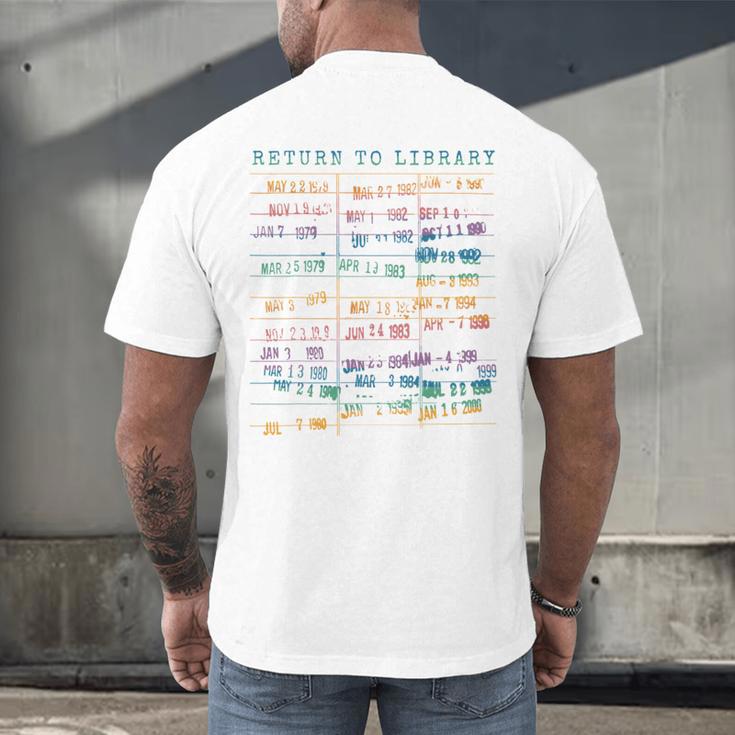 Library Card Vintage Book Due Date Bookish Rainbow Reading Men's Back Print T-Shirt Library Card Vintage Book Due Date Bookish Rainbow Reading Men's Back Print T-Shirt