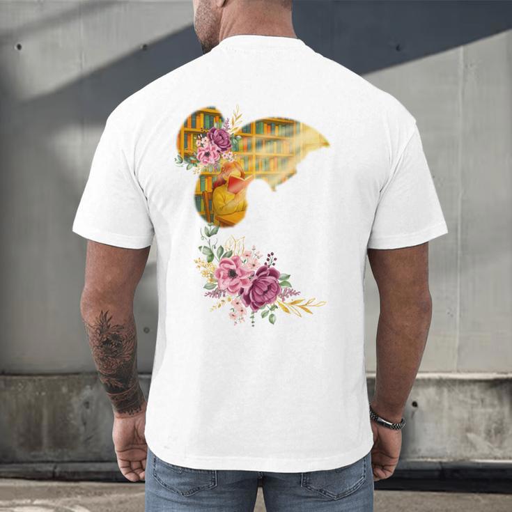 And Into The Library She Goes Book Lover Reading Bookworm Men's Back Print T-Shirt