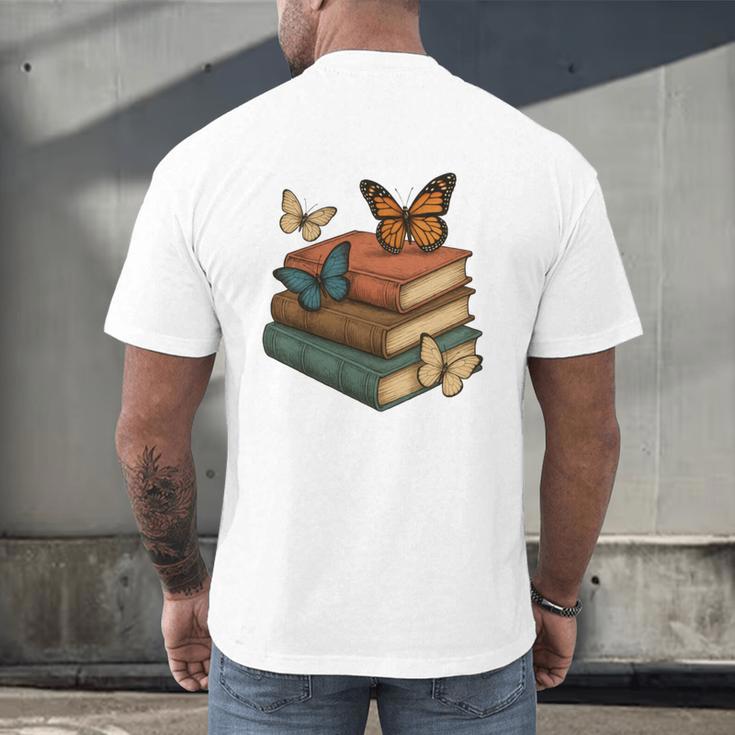 Life Is Better With Butterflies And Books Cute Butterfly Men's Back Print T-Shirt Life Is Better With Butterflies And Books Cute Butterfly Men's Back Print T-Shirt