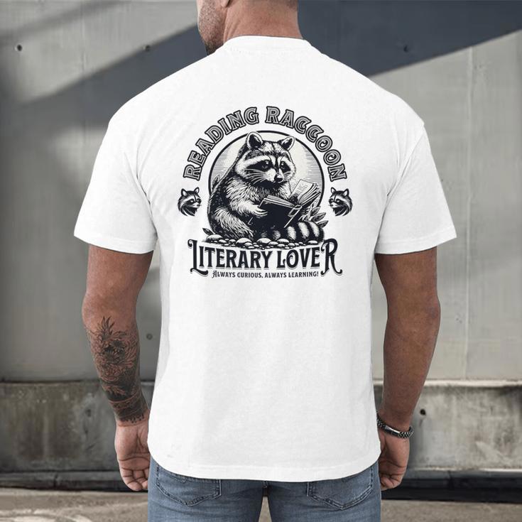 Literary Lover Reading Raccoon Books Premium Men's Back Print T-Shirt