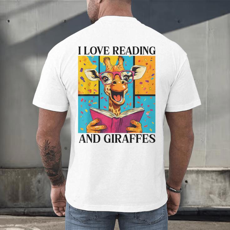 Love Reading And Giraffes Cute Giraffe Reading Book Lovers Men's Back Print T-Shirt